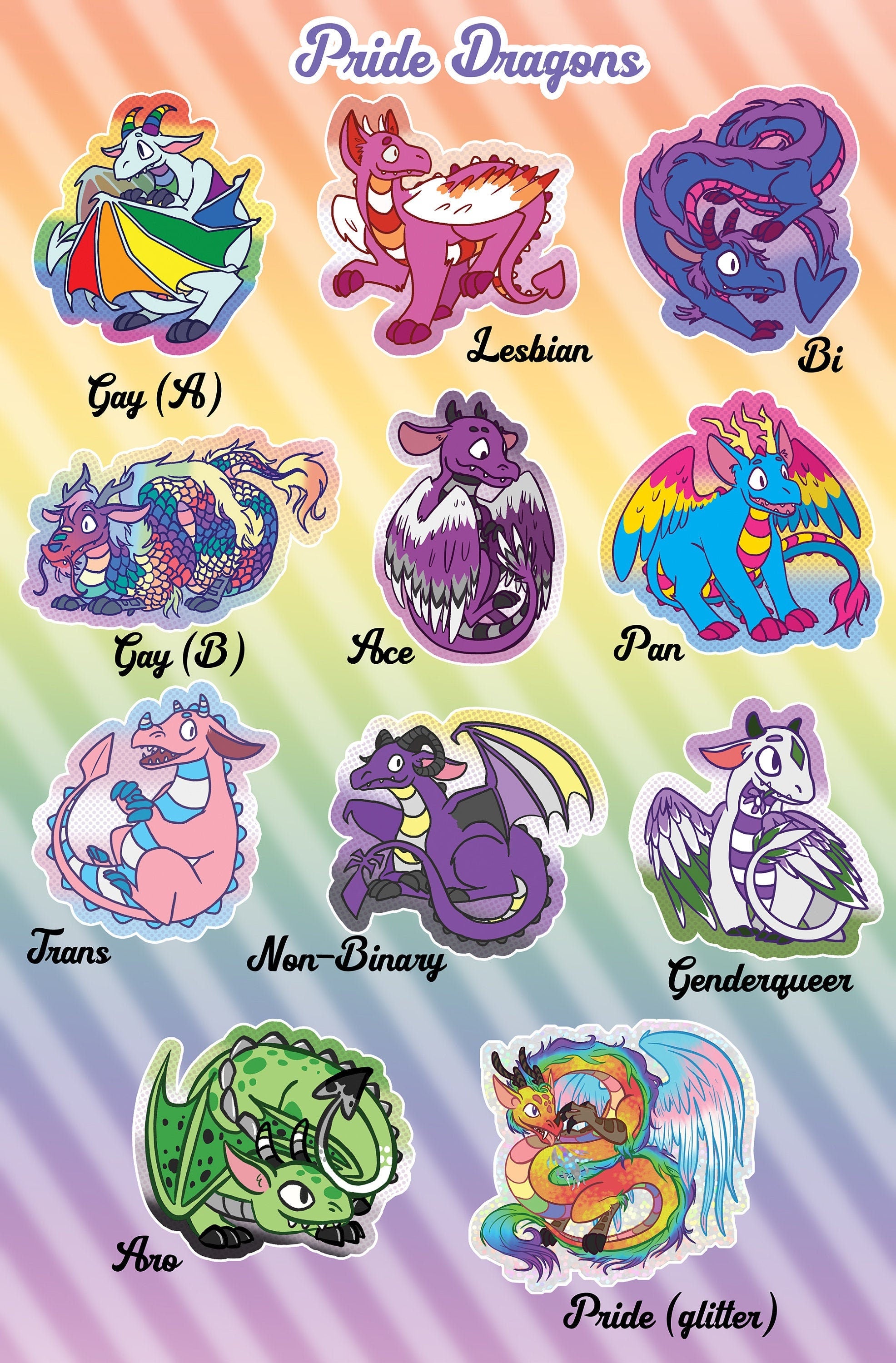 Pride Dragon Stickers