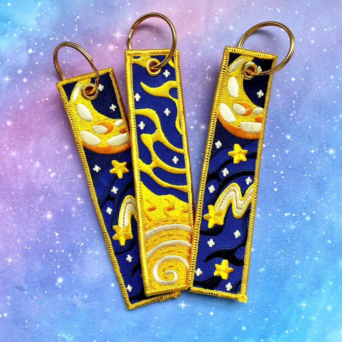 Celestial Embroidered Key Tags
