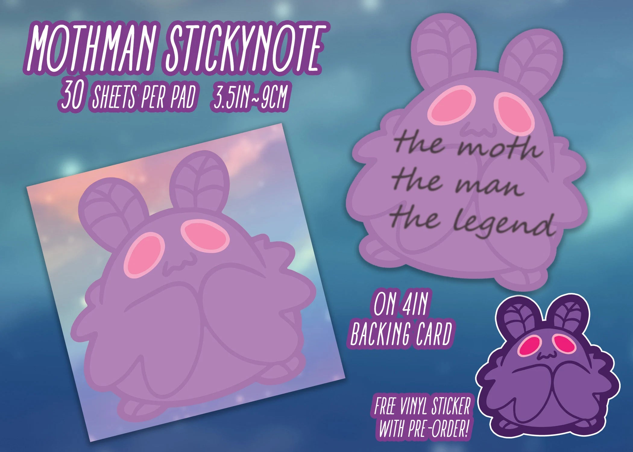 Mothman Shaped Sticky Note Pad